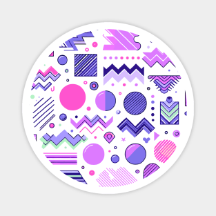 Pink Purple 80s Retro Geometric Pattern Magnet